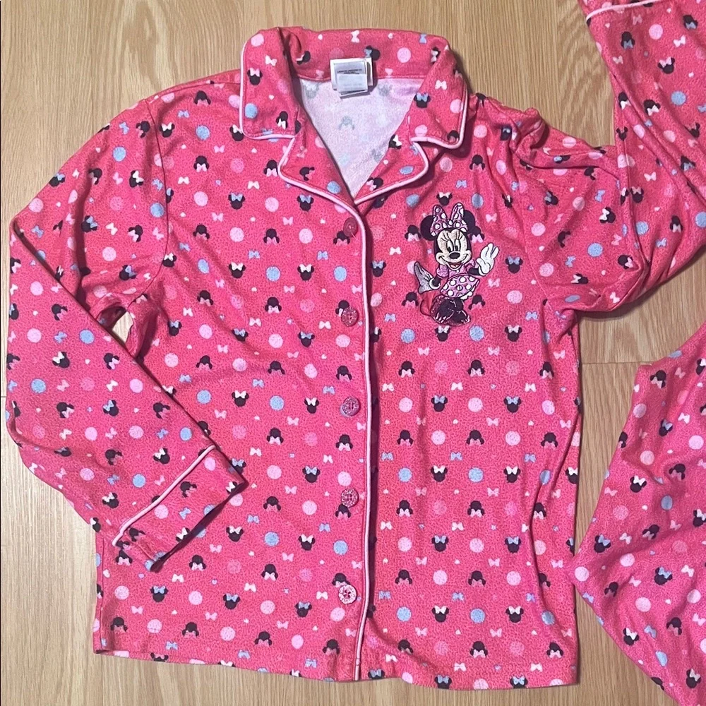 Disney Minnie Mouse Flannel Button-Down Pajama Set , size 7/8
